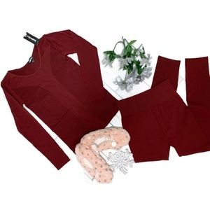 ✨NWT✨ 2 PC Burgundy Bodysuit Bundle Set